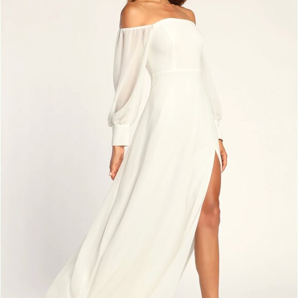Lulus Feel The Romance White Off-the-shoulder Maxi Dress - Size M - Picture 2 of 3